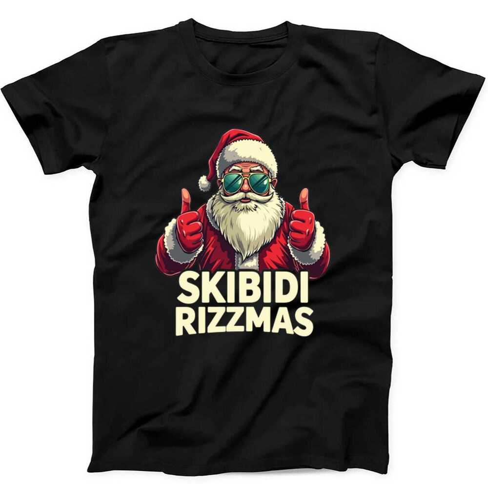 Skibidi Rizzmas Christmas Rizz Santa Funny Gift Tee Black T Shirt